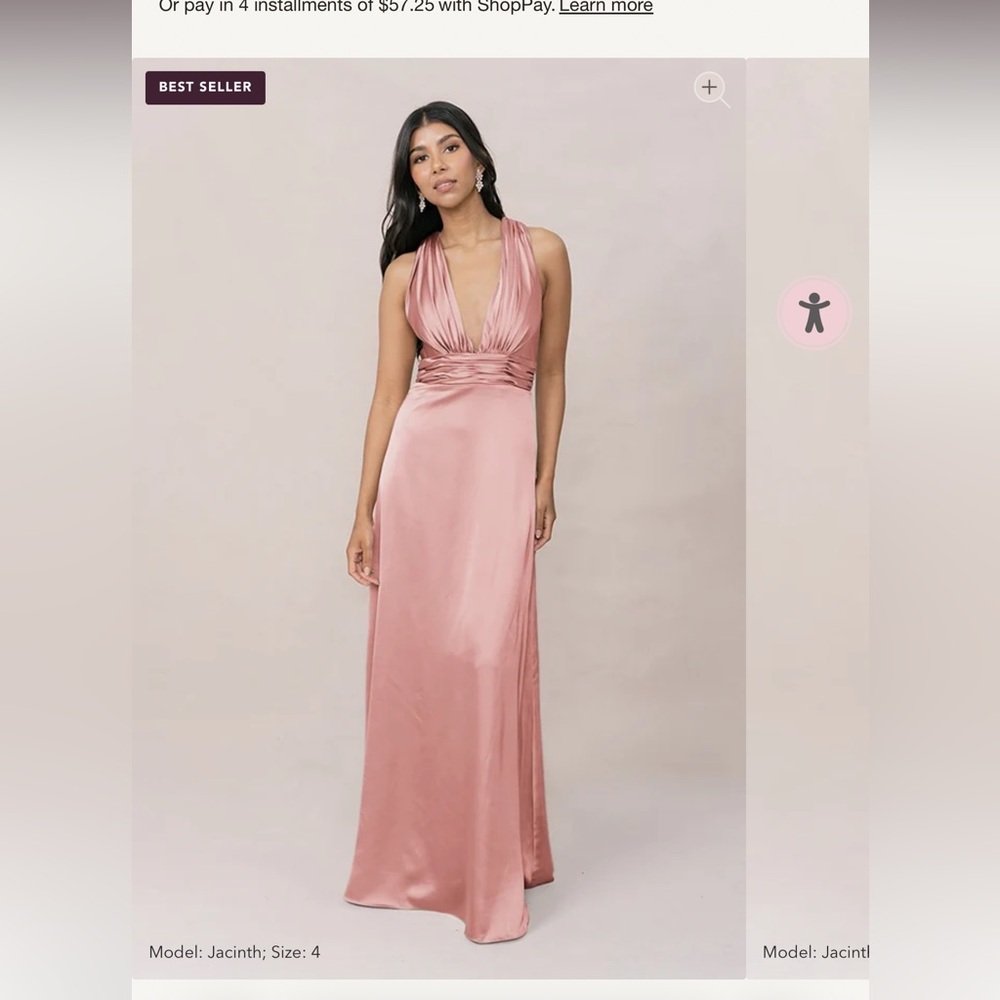 Revelry Dylan Satin Dress - V Neck